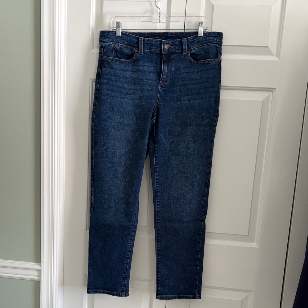 Talbots Dark Blue Cropped Boyfriend Ankle Jeans sz 10